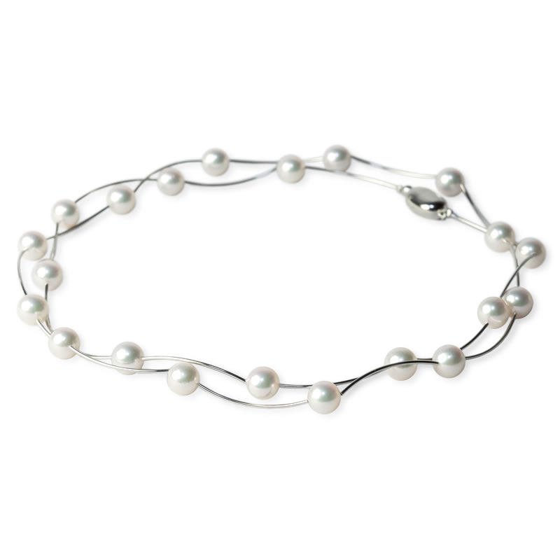 WG ワイヤーステーションパールネックレス（ロング）