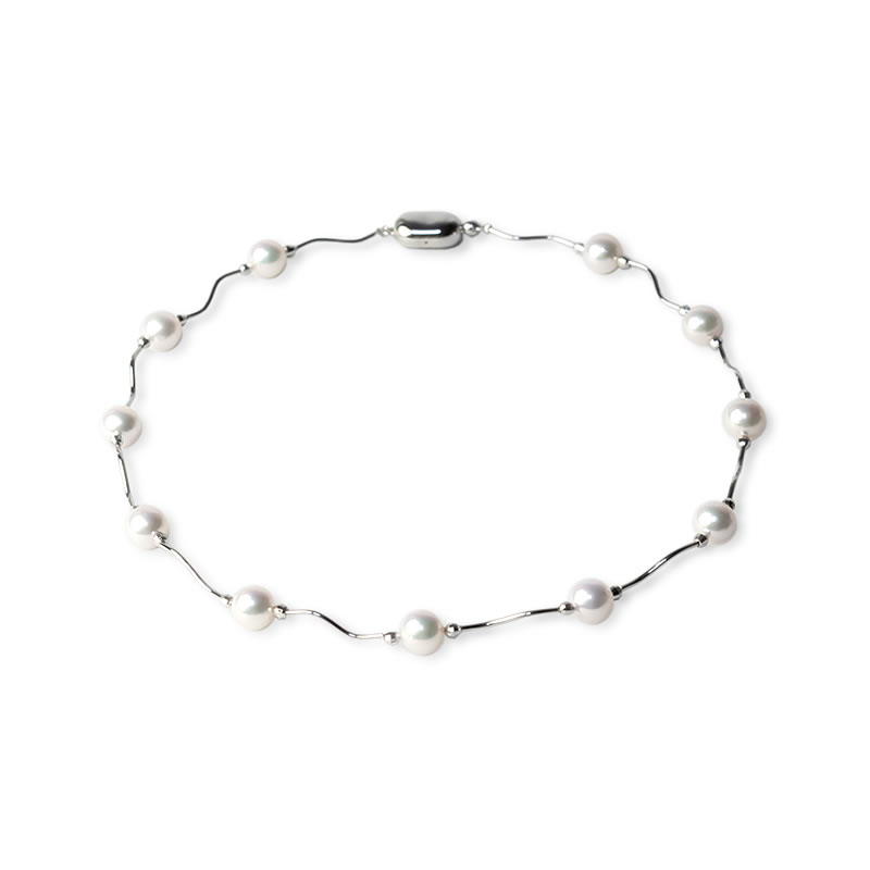 WG ワイヤーステーションパールネックレス（ショート）